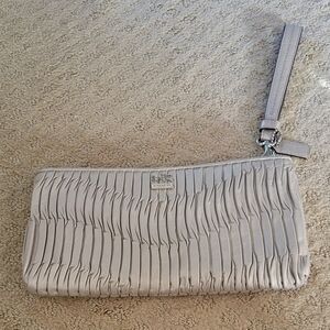 Coach metallic light cream silver evening clutch